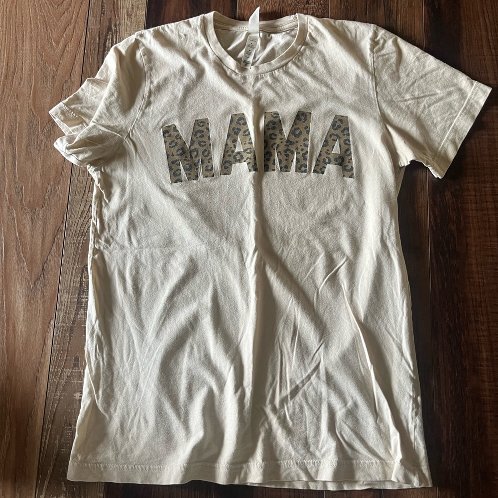 Bella Canvas Off-White 'MAMA' Leopard Tee